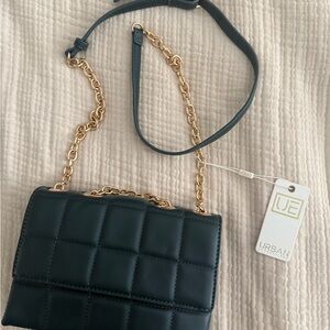 Urban Expressions Black and Gold Quilted Crossbody